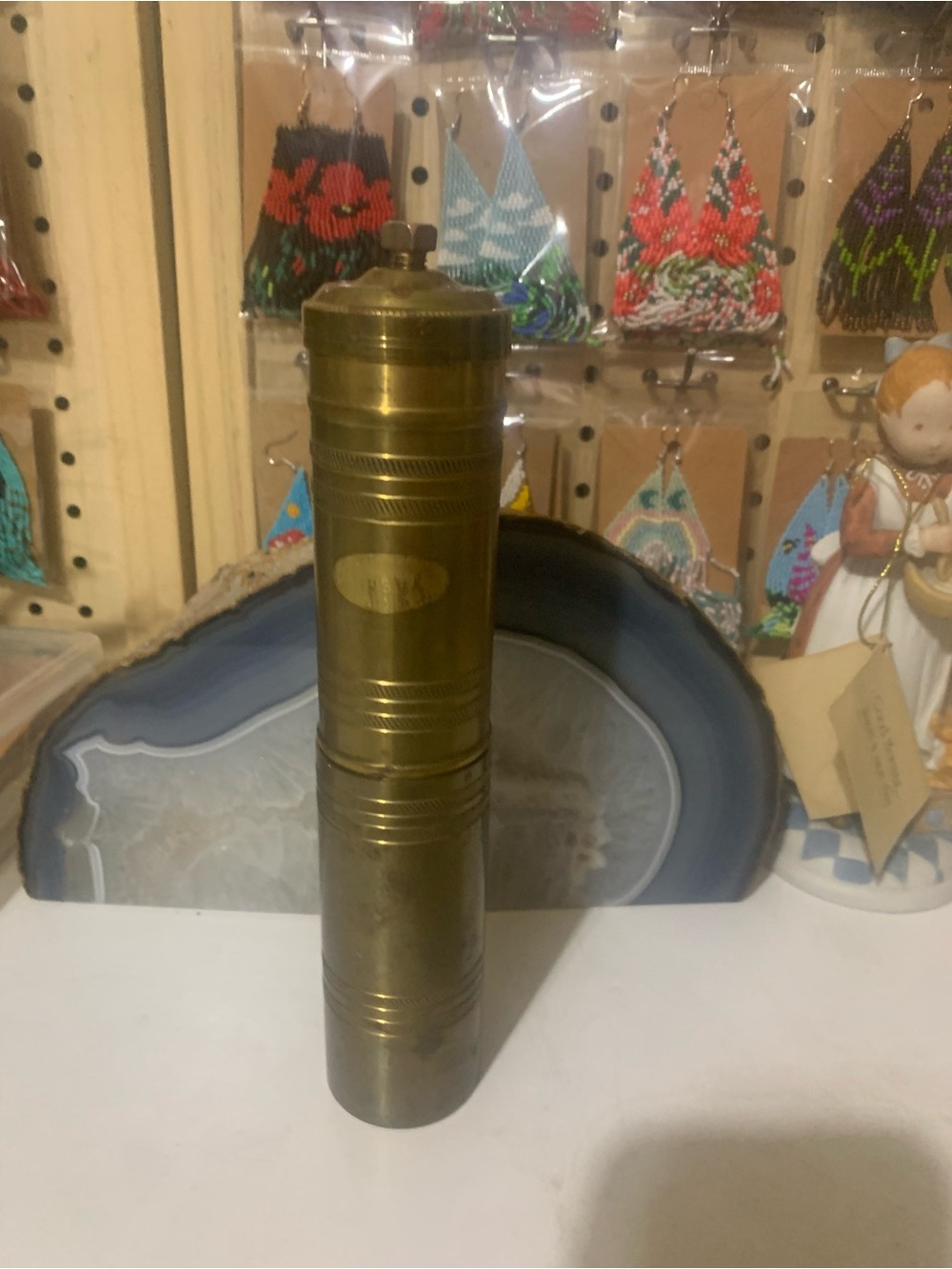 Vintage Brass Pepper Grinder Mill - Gold Tone
